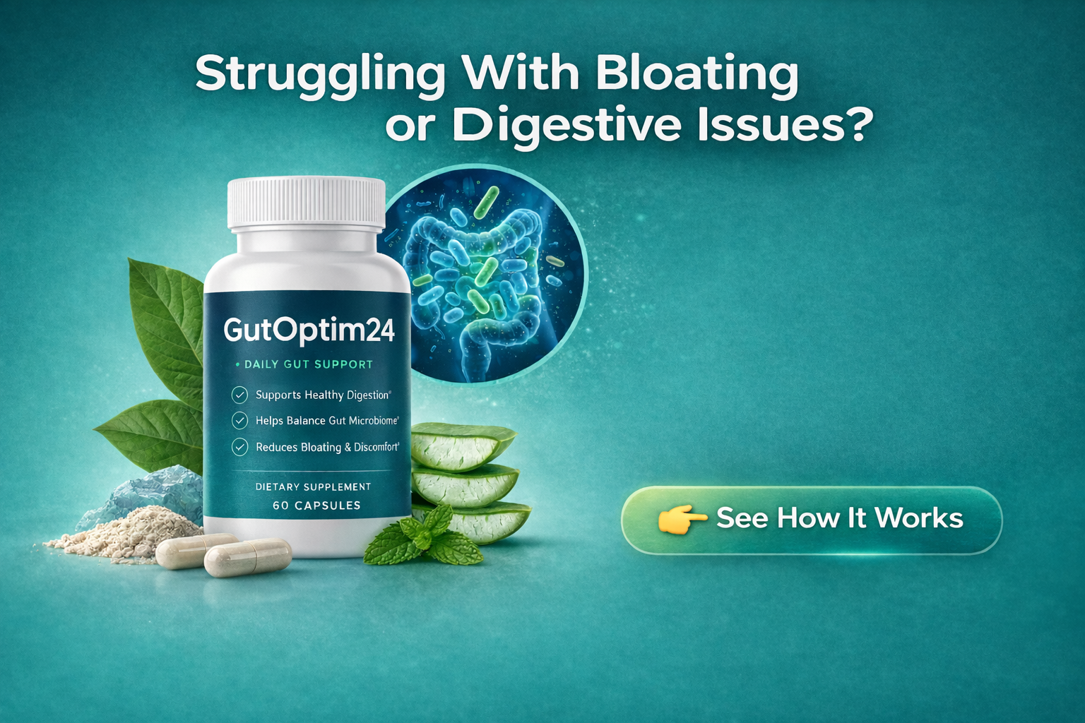 “GutOptim supplement for digestion and gut health”