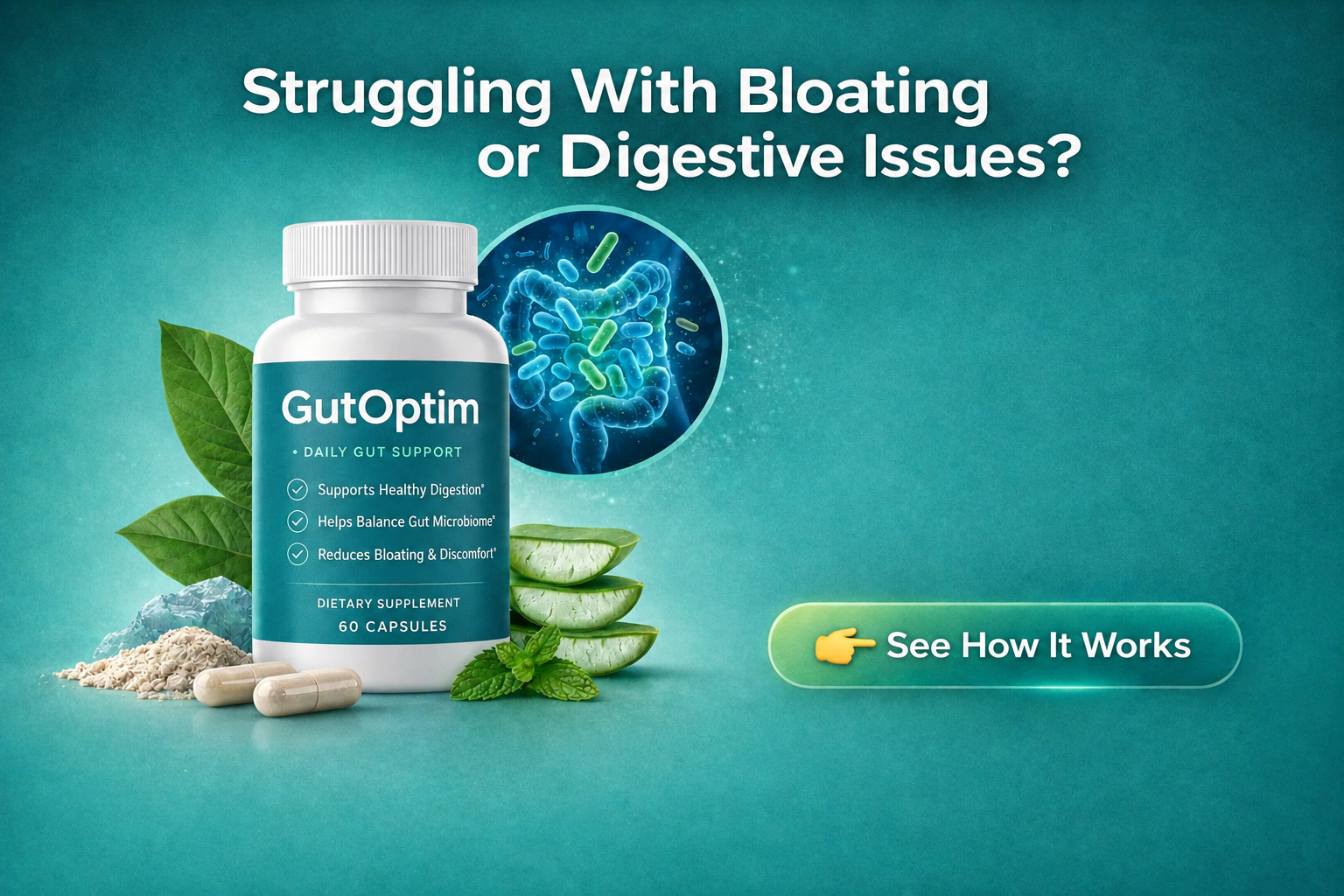 “GutOptim supplement for digestion and gut health”